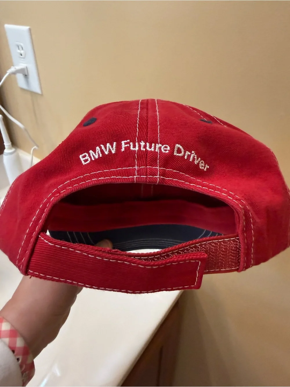 BMW Red Kids Hat with Navy Trim